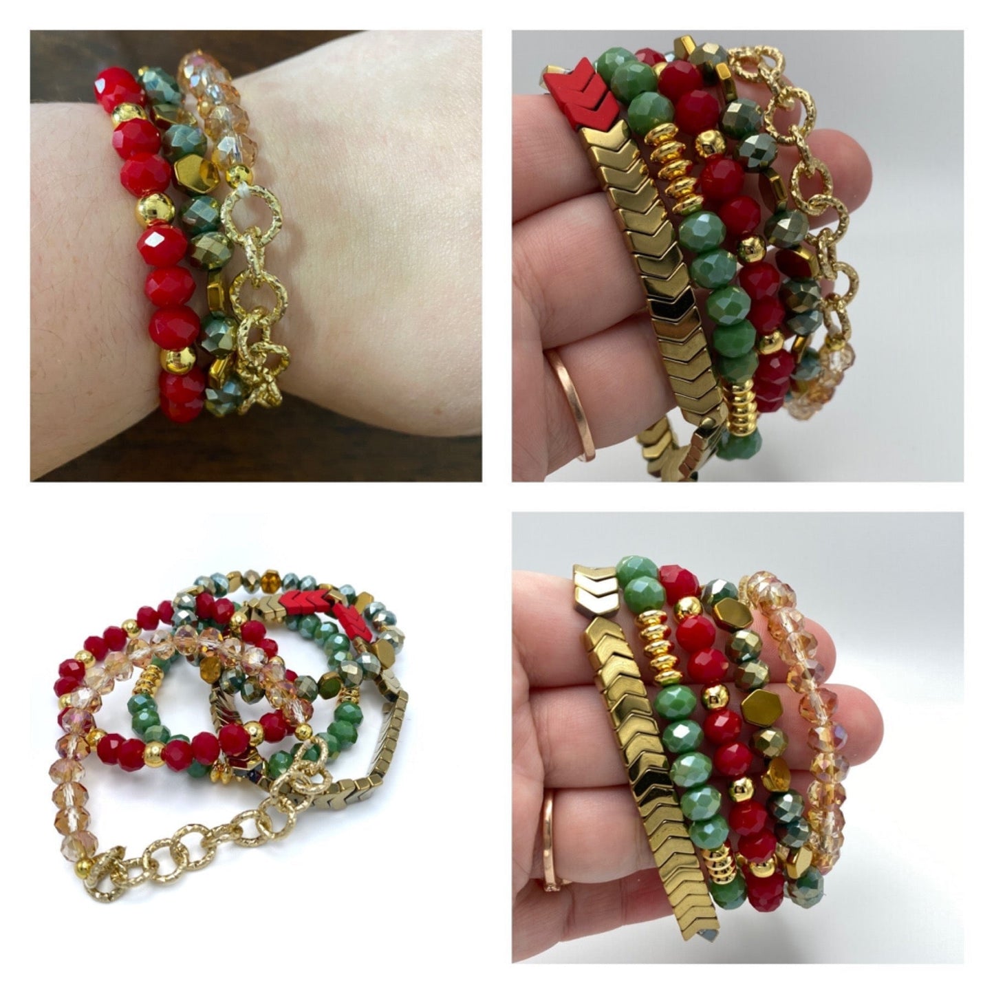 Bracelet Pack - Red Green Chain Chevron